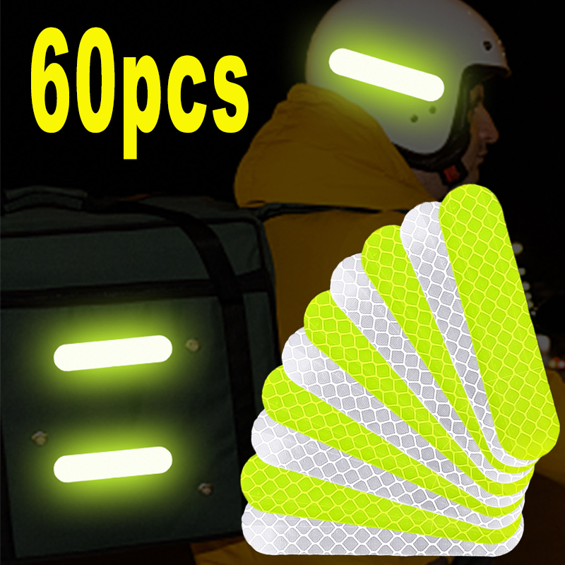 60/10 stücke Motorrad Helm Reflektierende Streifen Aufkleber Nacht Sicheres Fahren Warnband Allgemeine Fluoreszierende Auto Dekorative Aufkleber