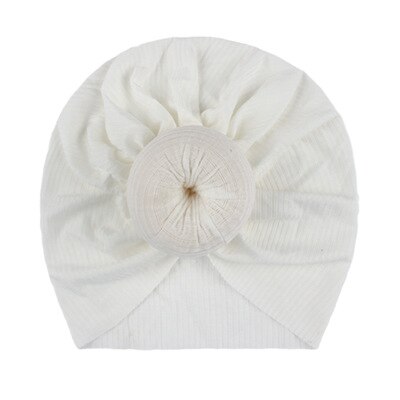 Neugeborenen Baby Stricken Hut mit Donuts Bogen Infant Krankenhaus Hut Baby Warm Beanie Bögen für Headwear Strick Headwrap Turban: WHITE