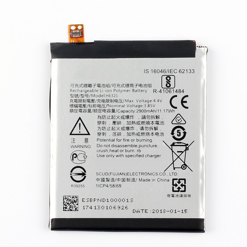 Original Hohe Kapazität HE321 handy batterie für Nokia 5 Dual SIM (TA-1053 DS) 2900MaH N5