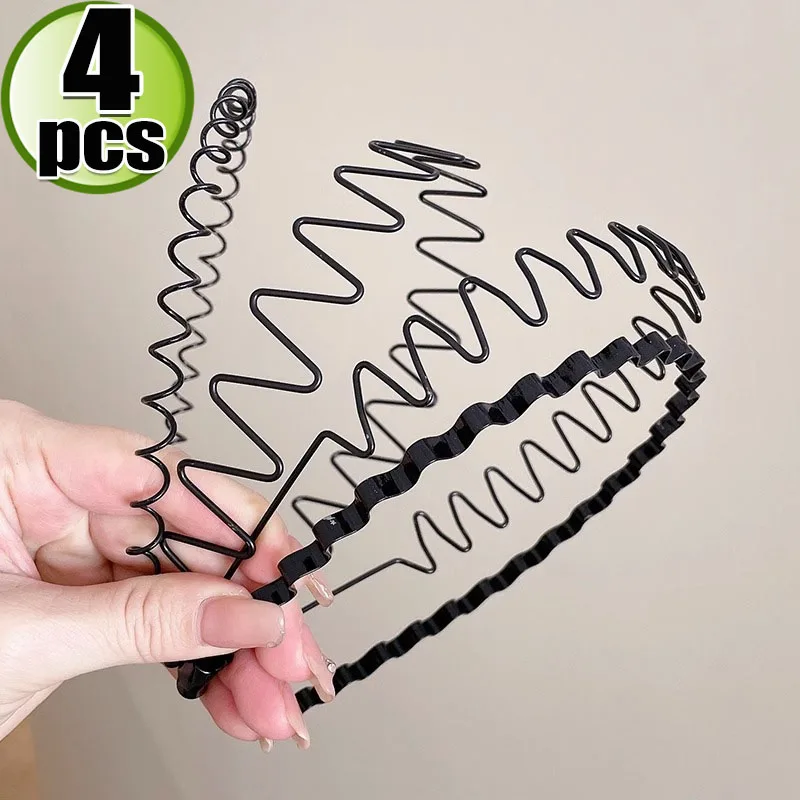 1/6pcs Metal Hair Band Men Women Unisex Black Wavy Hair Head Hoop Band Sports Headband Hairband Hair Accessories: Dark Grey