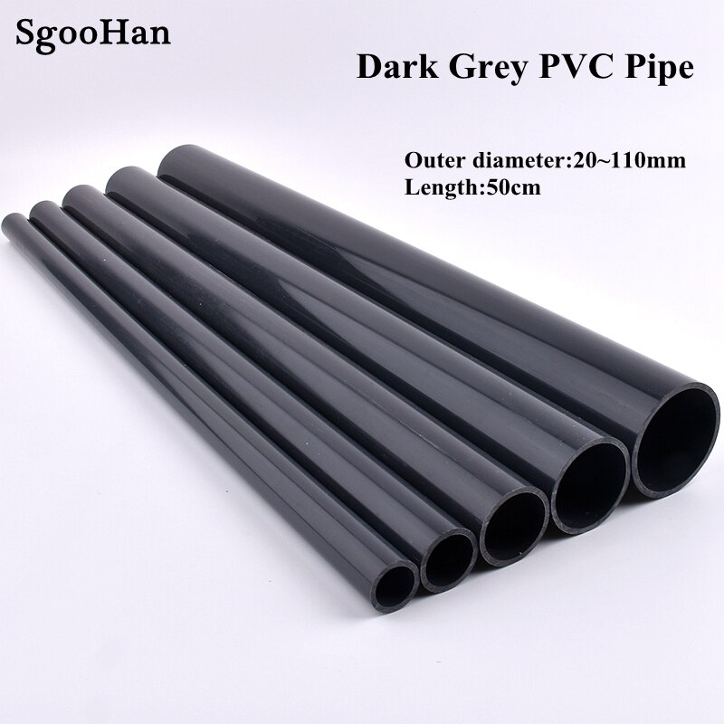 2pcs Dark Grey O.D 20~225mm UPVC Pipe Aquarium Fish Tank Water Tube Home DIY Watering Accessories Hydroponic Planting Frame Tube
