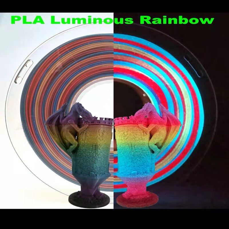 Pla Filament Glow Regenboog Lichtgevende 1Kg 3D Afdrukken 1.75Mm Plastic Lijnen In Het Donker Licht Van Verschillende Kleuren spool Voor Printer