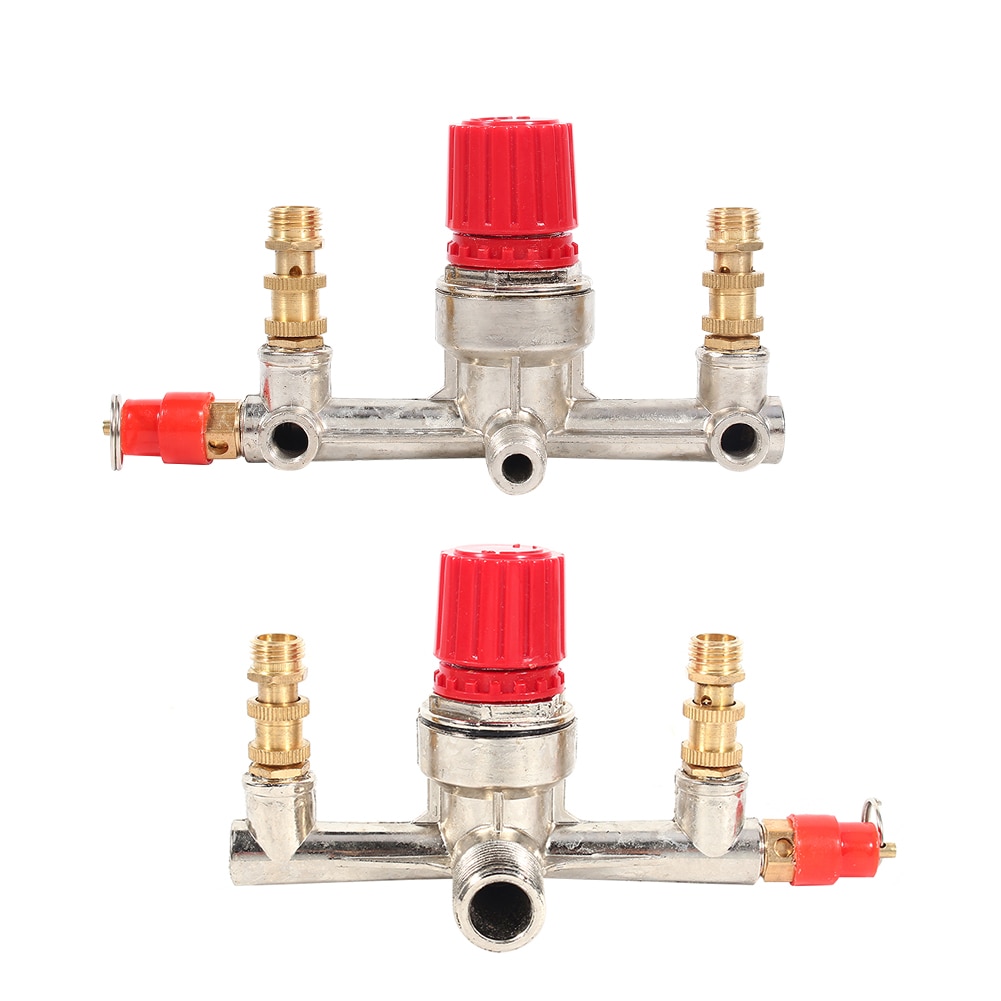 ANENG Double Outlet Tube Alloy Air Compressor Switch Pressure Regulator Valve Fitting Part For Piston Air Compressor