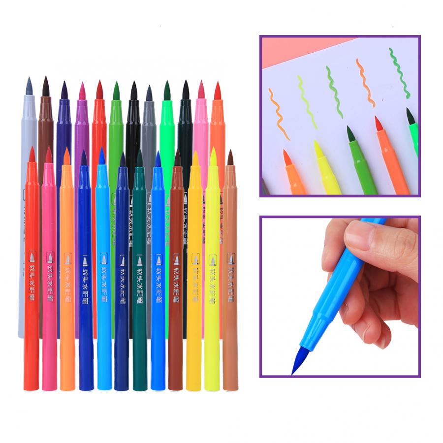 24 pièces aquarelle stylo lavable doux pointe peinture dessin outil Art école fournitures Art fournitures tableau blanc stylo