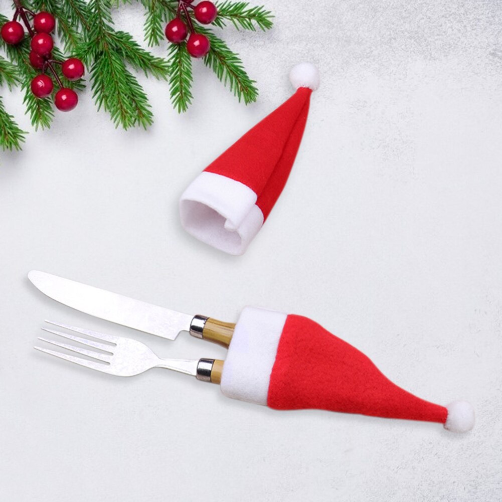 Nuova Decorazione Di Natale Posate Forchetta impostato Cappelli Strumenti di Stoccaggio Bottiglia di Giocattoli di Piccole Dimensioni Clima di Festa Di Natale mini Cappello cap #38