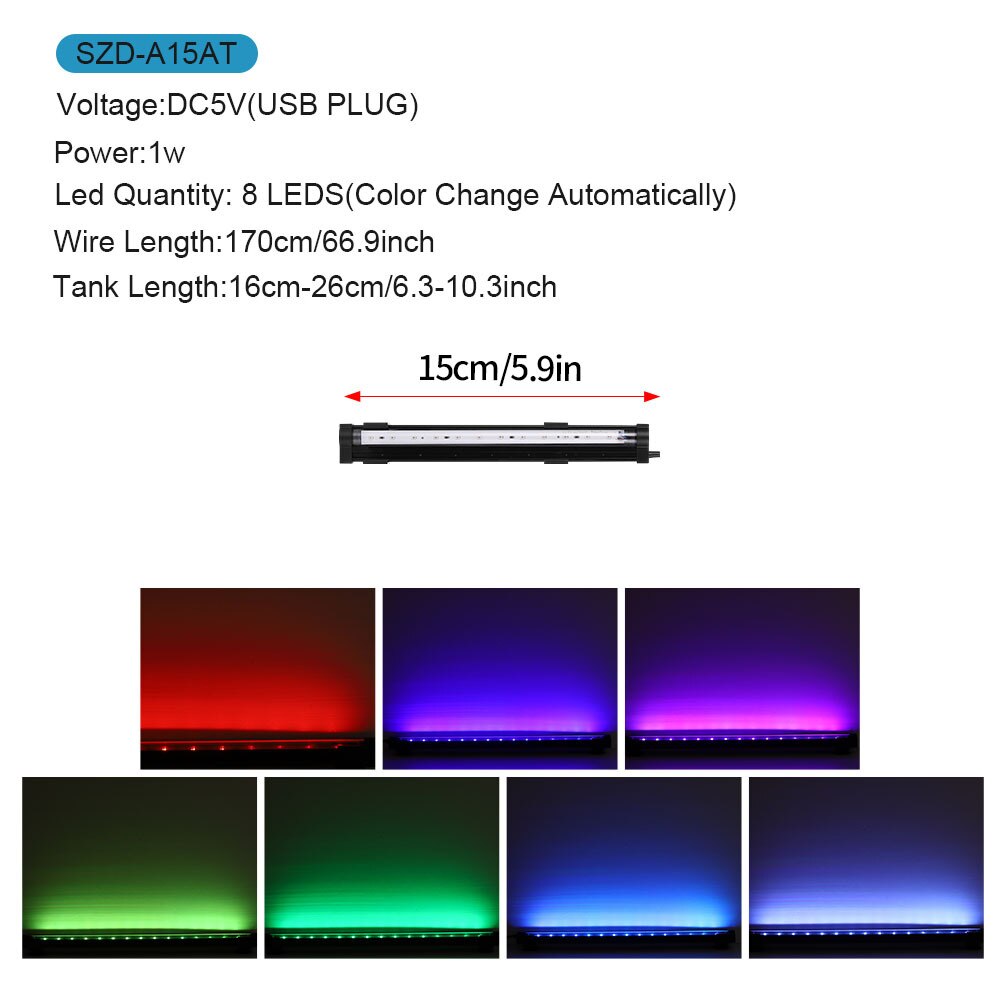 Kleurrijke Kleur Veranderende Led Aquarium Licht Duiken Licht Led Afstandsbediening Kleur Veranderende Onderwater Licht Led Aquarium: DB-15AT