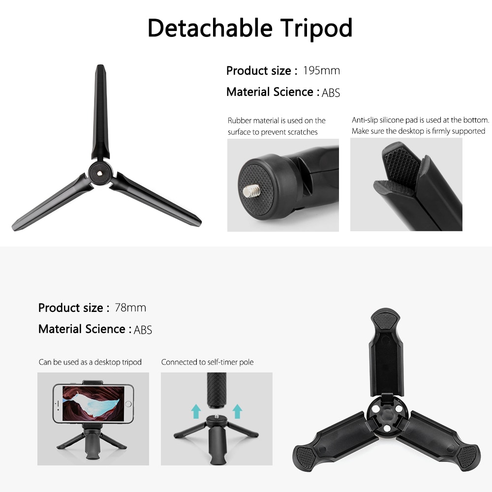 Vamson mini selfie kolmijalka iphone  xr 8 x 7 6s plus bluetooth selfie stick kädessä pidettävä monopod xiaomille huawei  vp425: lle