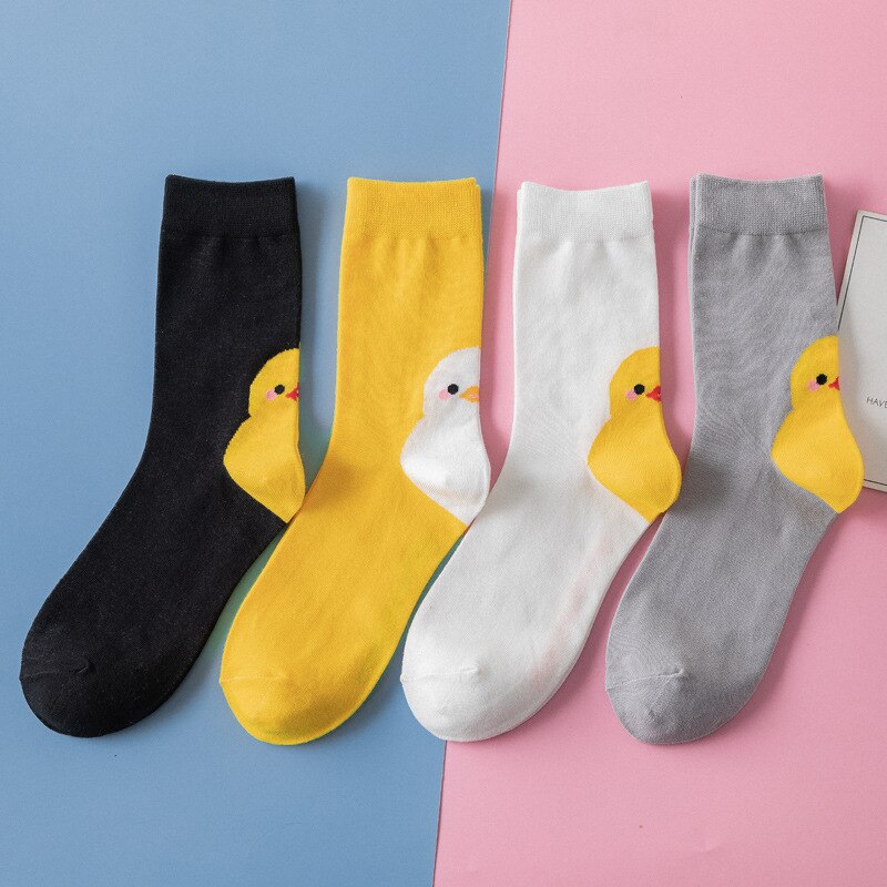 Forår og sommer instagram unisex sokker stil tegneserie dyr kvinder & #39 ;s tube sokker chick søde sokker  eu 35-43 str.