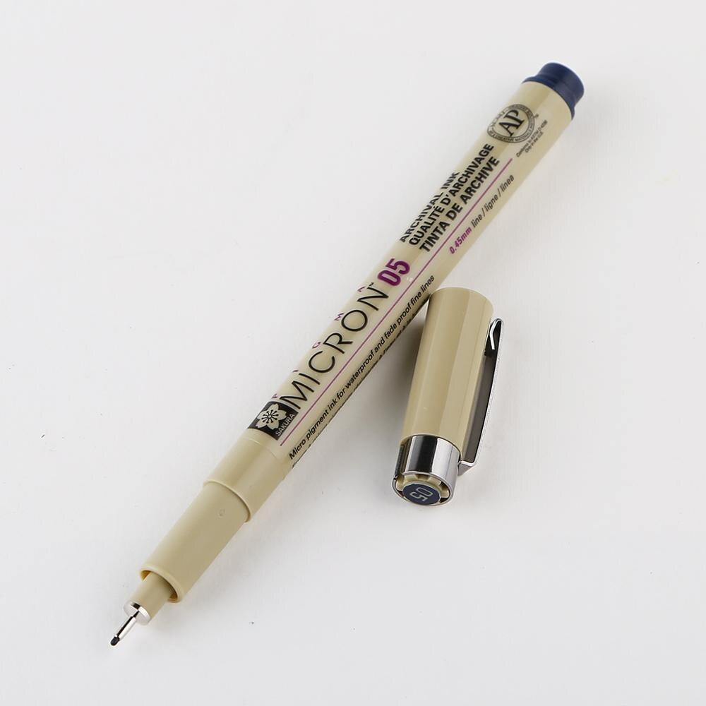Fargerik linerpenn vanntett glatt fine liner pigma micron penn 0.45mm tegnetusjer tegne liners artist markører penner: Svart blå