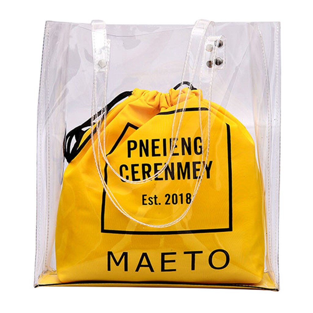 Tasche Frauen transparent Schulter Tasche Bündel Tasche Handtasche Strand Tasche Sack EIN Haupt Femme # Zihr: Gelb