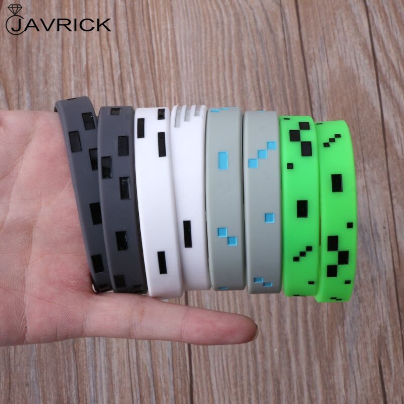 8 unids/set mixto pixelada minero elaboración estilo pulseras de personaje pulsera de silicona