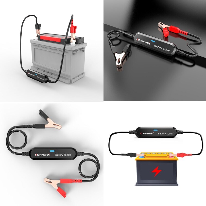Car Battery Tester Quick Check Lead-Acid Starting Battery Analyzer Electric Quantity Detector for 12V Heavy-Duty