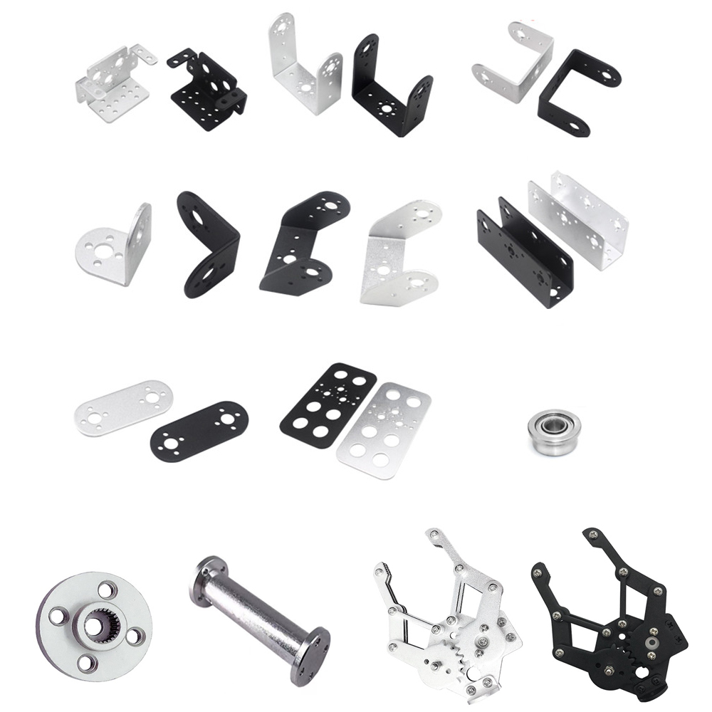 Brazo de Robot negro, accesorio de pieza robótica, plataforma, soporte Servo de viga en U para soporte de rodamiento de dirección Servo estándar, piezas de vapor DIY