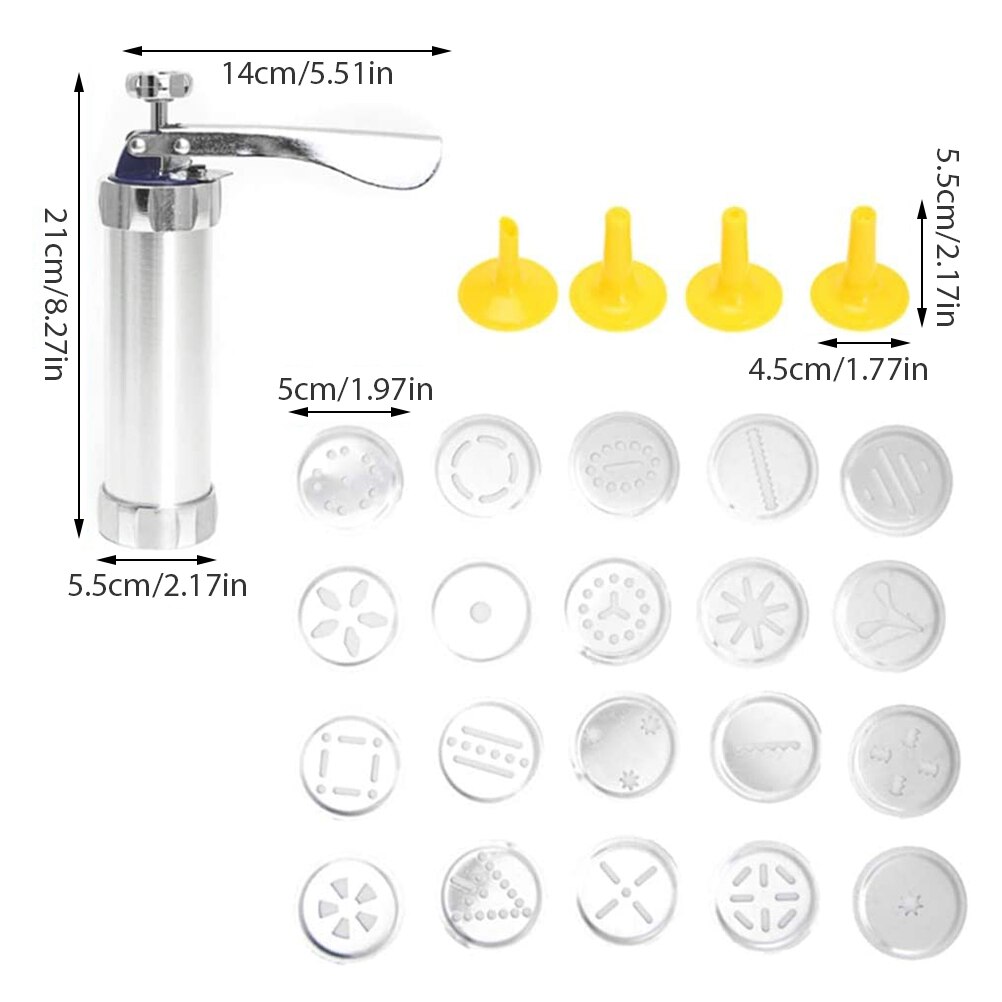 Cookie Press Making Mahine Kit for DIY Biscuit Maker Set with 20 Cookie Discs 4 Nozzles Baking Tool Decorating Baking Tools