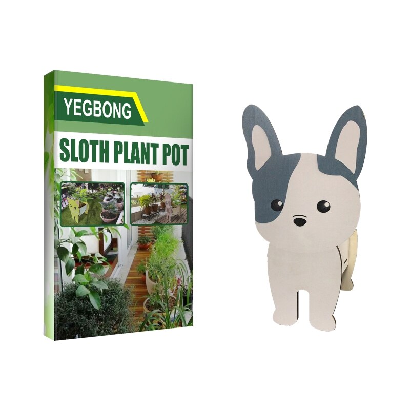 Niedlicher blumentopf aus holz mit Karikatur-tiermotiven, Vase, pflanzgefäß, behälter, organizer für drinnen und draußen, garten, sukkulenten: B