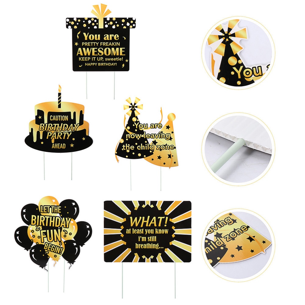 5Pcs Birthday Outdoor Sign Birthday Sign Birthday Lawn Sign Outdoor Signs Party Yard Sign for Garden Party