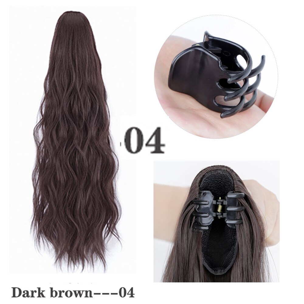 Horquilla sintética de Seda de alta temperatura mate para cola de caballo, coleta ondulada con agua, adorno de cabello natural, tocado: 04