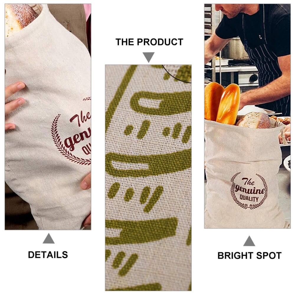 Pochettes à pain en lin réutilisables, sacs à pain non blanchis, sacs à pain à cordon, 2 pièces