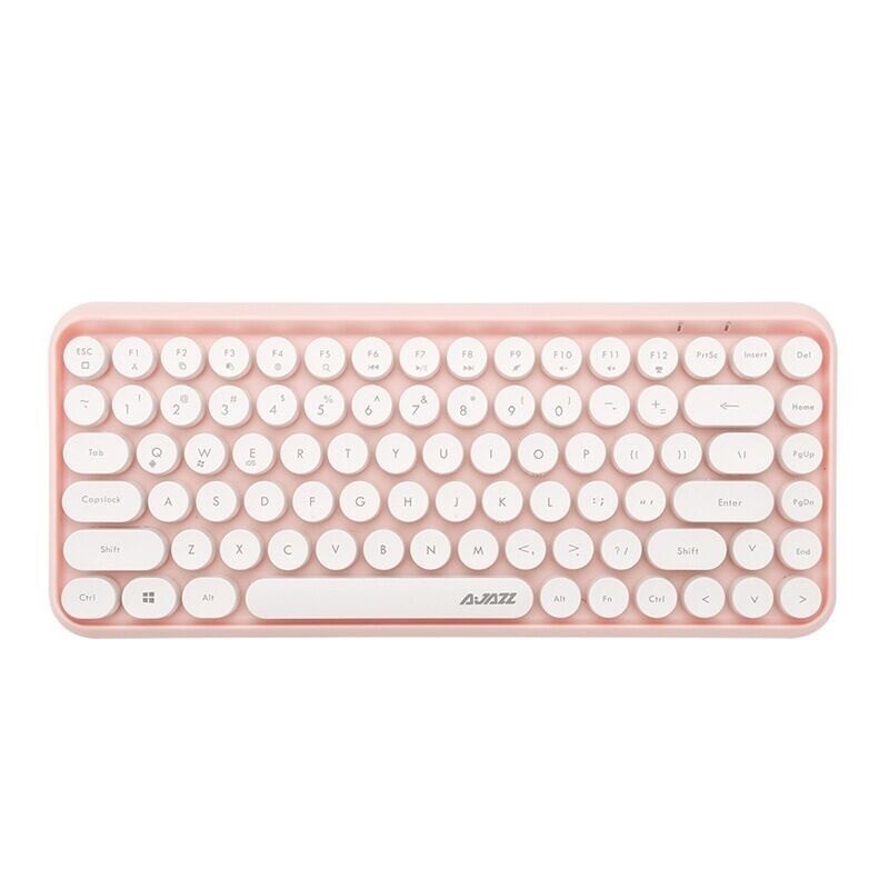 Bluetooth Keyboard for Tablets Mobile Mini Retro Round Keycaps Office Working Keyboard for Macbook iPhone iPad Tablet: Pink