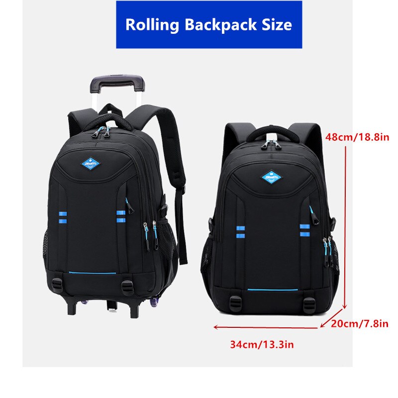 Sacs à dos à roulettes pour garçons bagages pour enfants sacs à roulettes enfants Trolley sacs d&#39;école primaire noir grand cartable