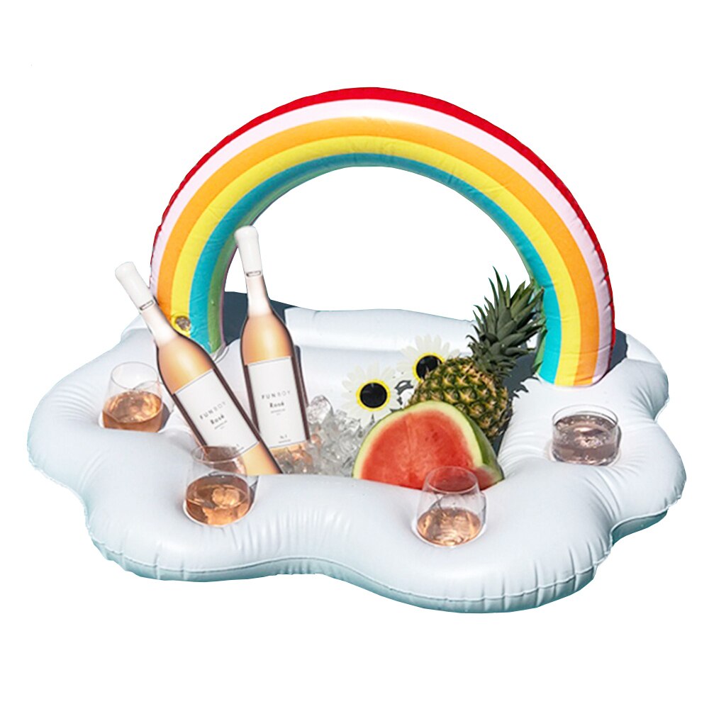 Rainbow Cloud Bekerhouder Beach Party Koeler Opblaasbare Onderzetters Zwemmen Zwembad Drijft Kid Adult Drank Water Leuk Speelgoed