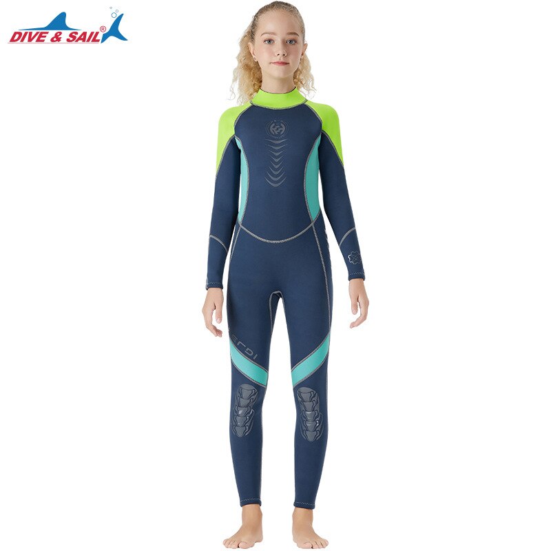 teenage wetsuit 2.5mm neoprene boys girls diving suit keep warm wet suit for cold water full suit for swimming: F169501Y yellow girl / XXL