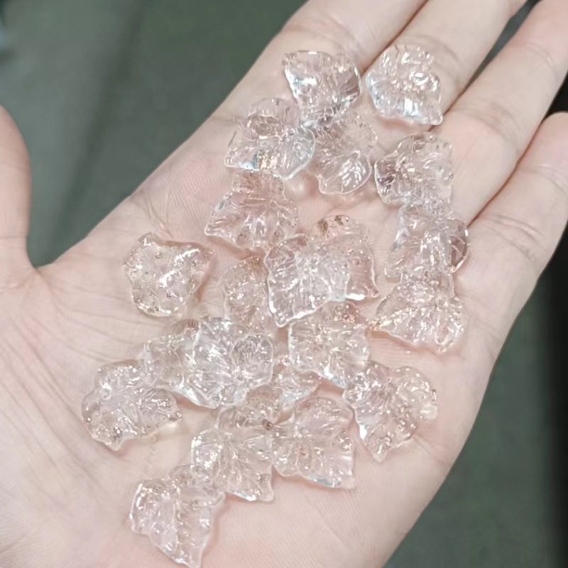 20 piezas hojas de calabaza de 15MM, cuentas de Murano, cuentas de cristal de flores de Color degradado múltiple para fabricación de joyería, accesorios DIY hechos a mano