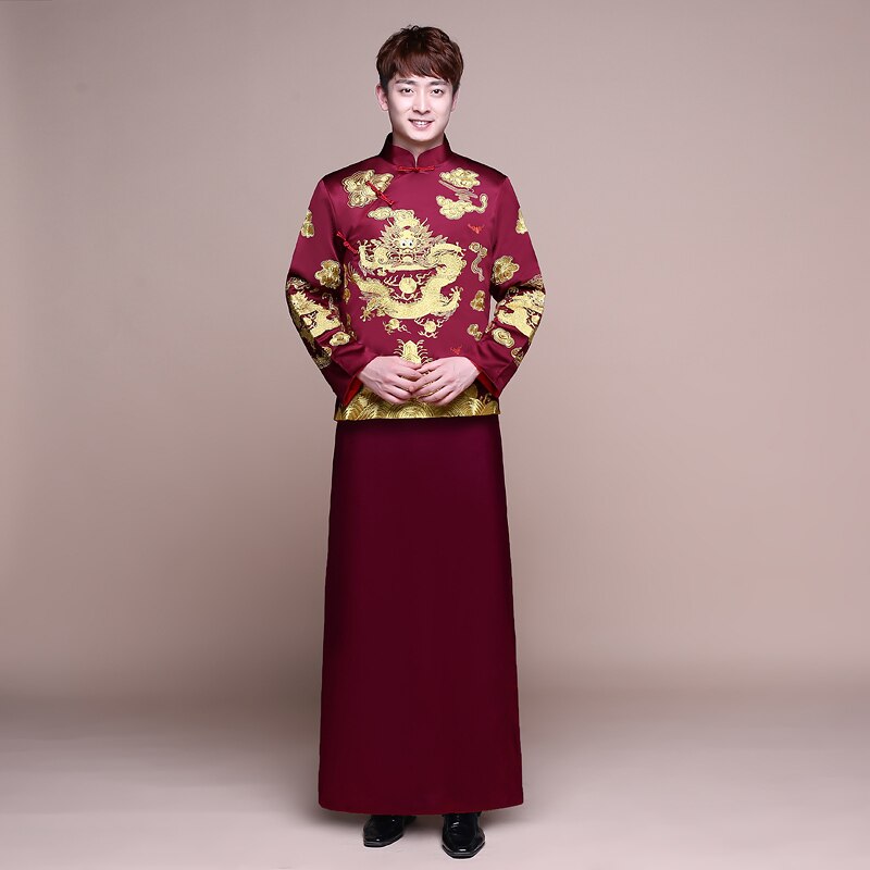 Rode traditionele Chinese stijl Bruid trouwjurken Borduren cheongsam gown robe Party avondjurk trouwen Qipao Vestido S-XXL