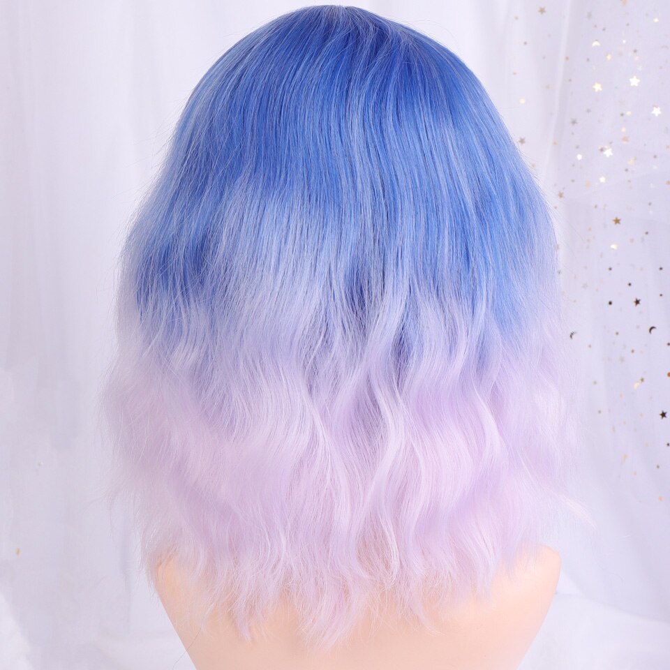 Peluca sintética shangke de pelo corto ondulado con degradado ombré, ideal para cosplay diario de estilo bob de fibra resistente al calor para mujer.: P1b/30