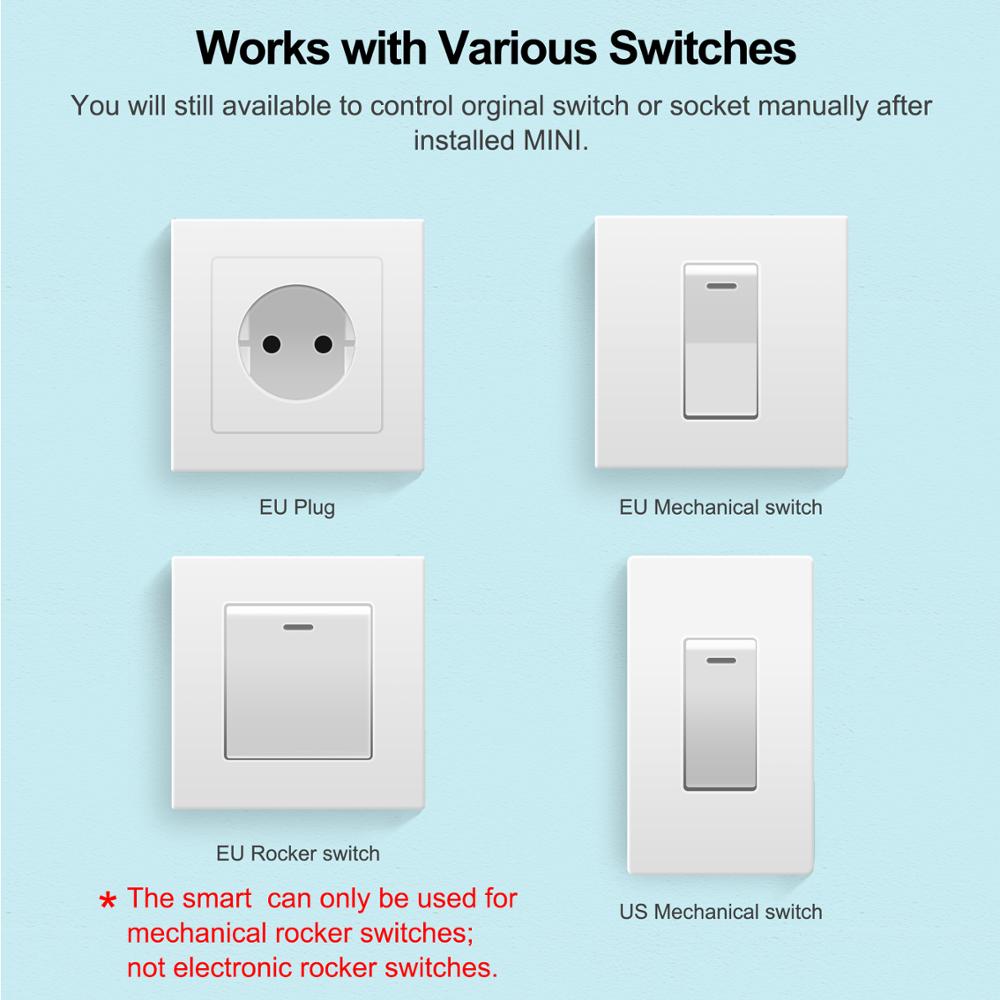 4 Pcs 16A Wifi Smart Mini Light Switch, Smart Home Automation Universal Module, Compatible with Alexa Google Home Smart Life App