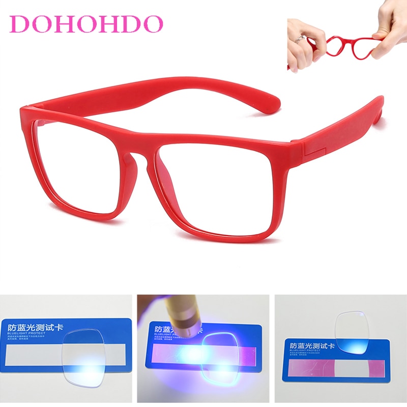 Dohohdo  tr90 anti-blått lys barnebriller takrenne jenter firkantede blå lysblokkerende briller  uv400 låve fleksible briller gafas