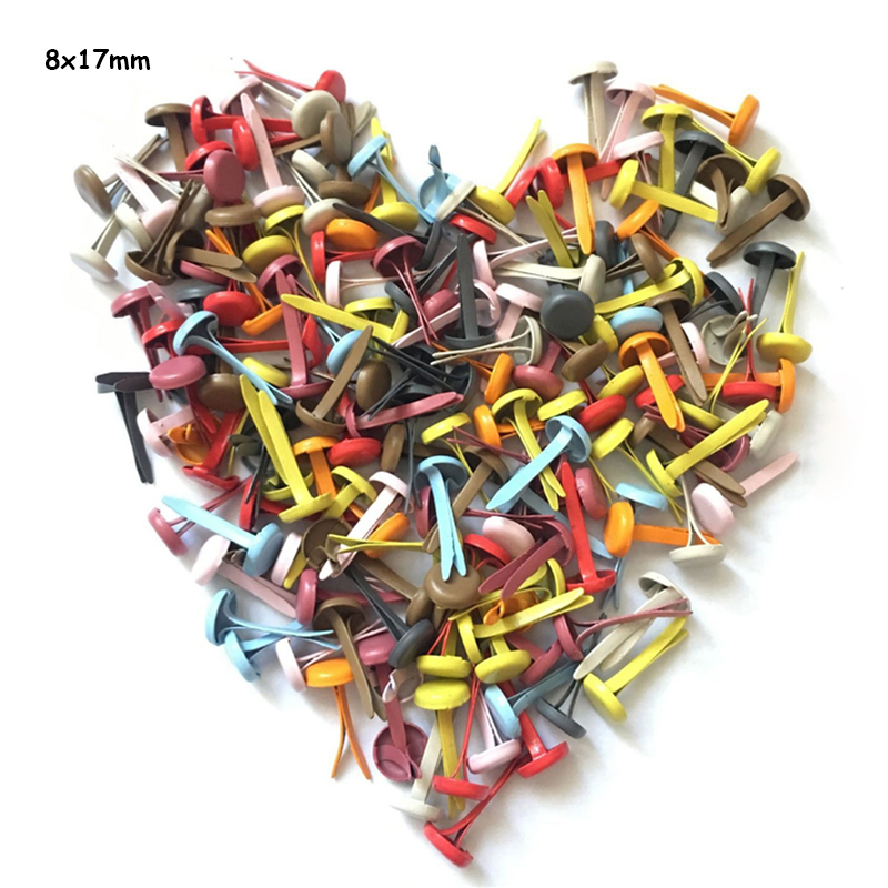 Brads métalliques de couleurs mélangées 8x17mm, 100 pièces, pour Scrapbooking, embellissement, fixation, Rivets en émail, fabrication de cartes