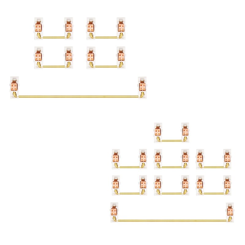 Gold Plated Plate Mounted Stabilizer for Custom Mechanical Keyboard 2U 6.25U (White Pink)