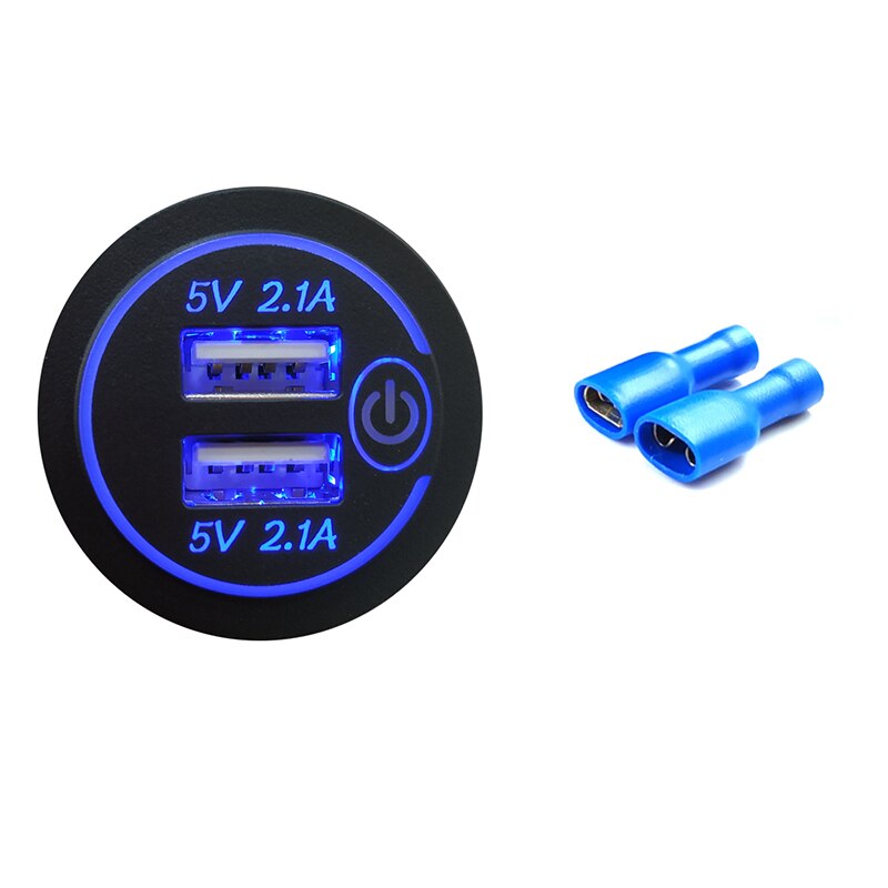 4.2a dual-usb-ladebuchsen,  qc3.0 kfz-zigarettenanzünder-steckdosenadapter, wasserdichte anschlüsse, schnellladefunktion für handy, auto, boot und marine: Blau