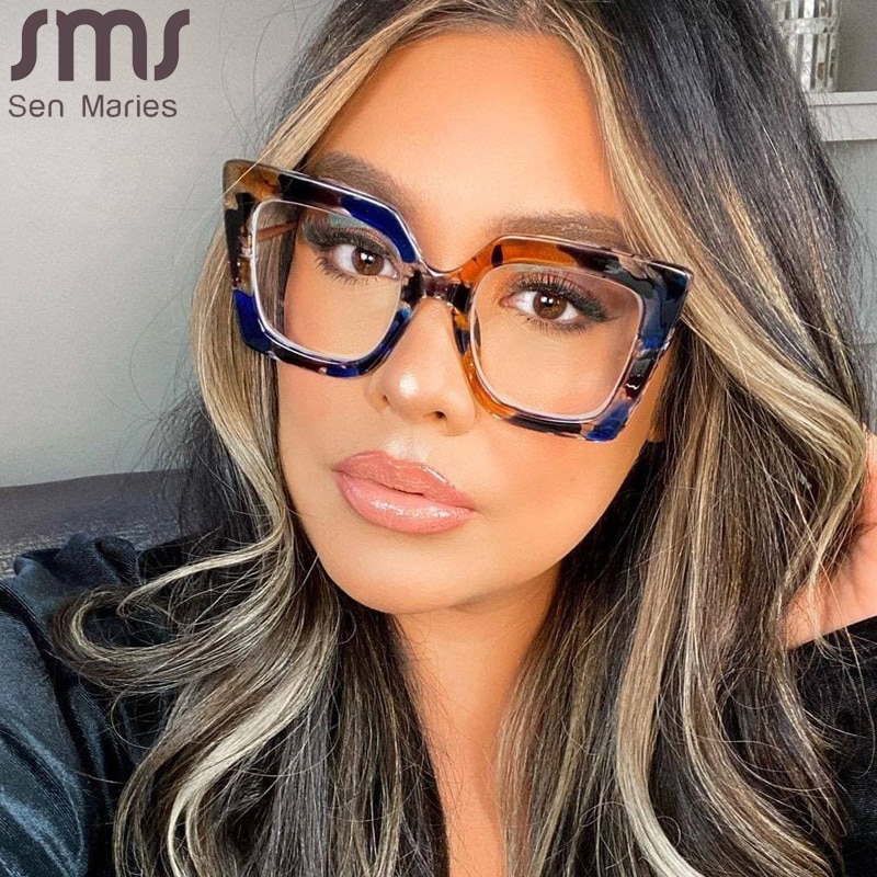 Gafas cuadradas de Estilo Vintage para hombre y mujer, lentes ópticas con montura transparente, no Anti luz azul