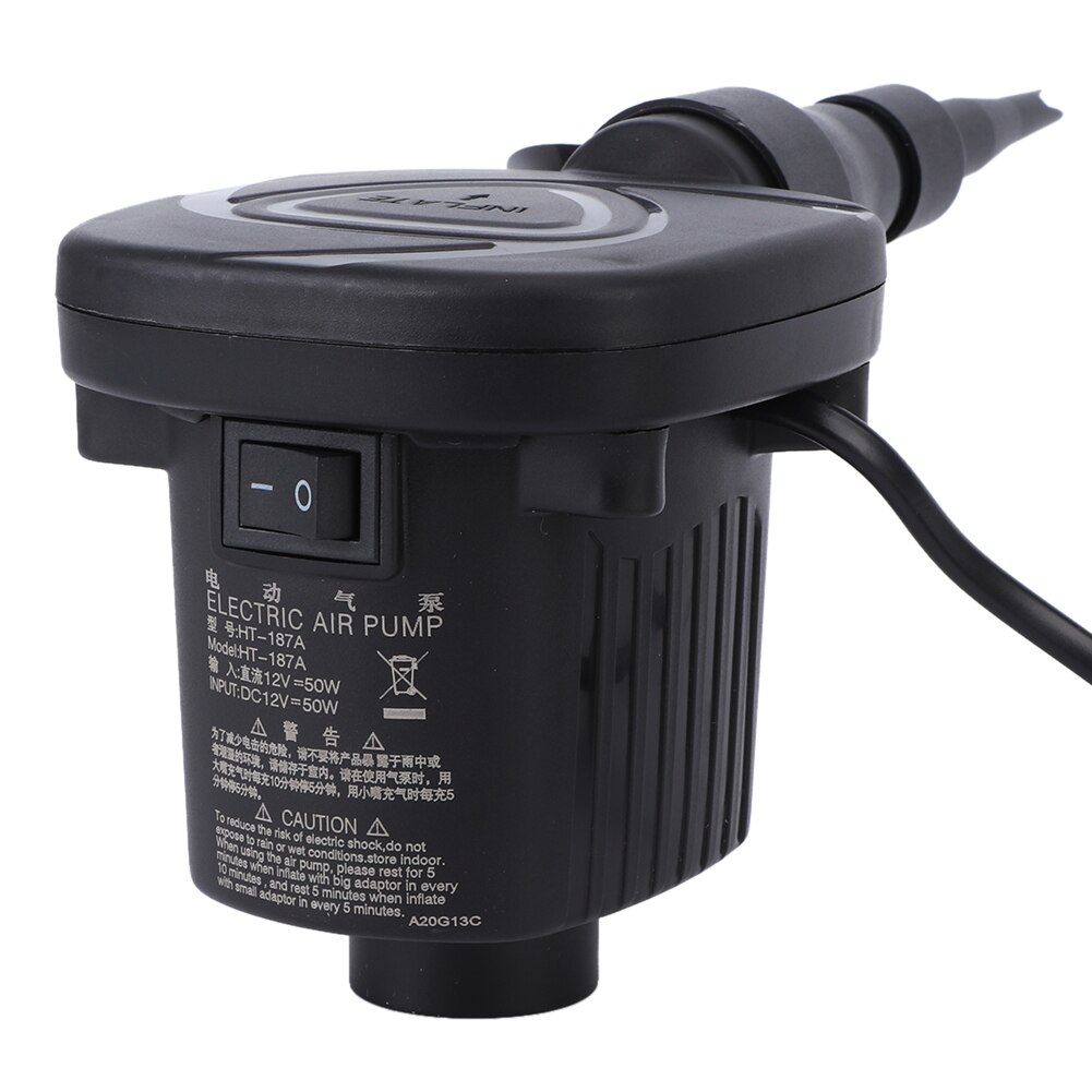 12v biler dc elektrisk luftpumpe udendørs oppustelig båd flydende seng svømmende oppustelig madraspumpe med 2 dyser
