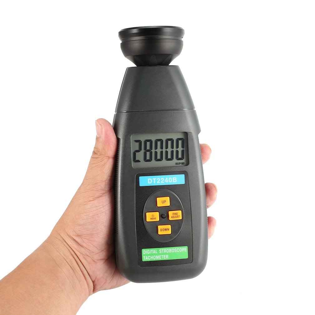 DT2240B Digital LCD Non-Contact Flash Stroboscope Tachometer Photoelectric Revolution Meter Speedometer Tester 60~40000RPM