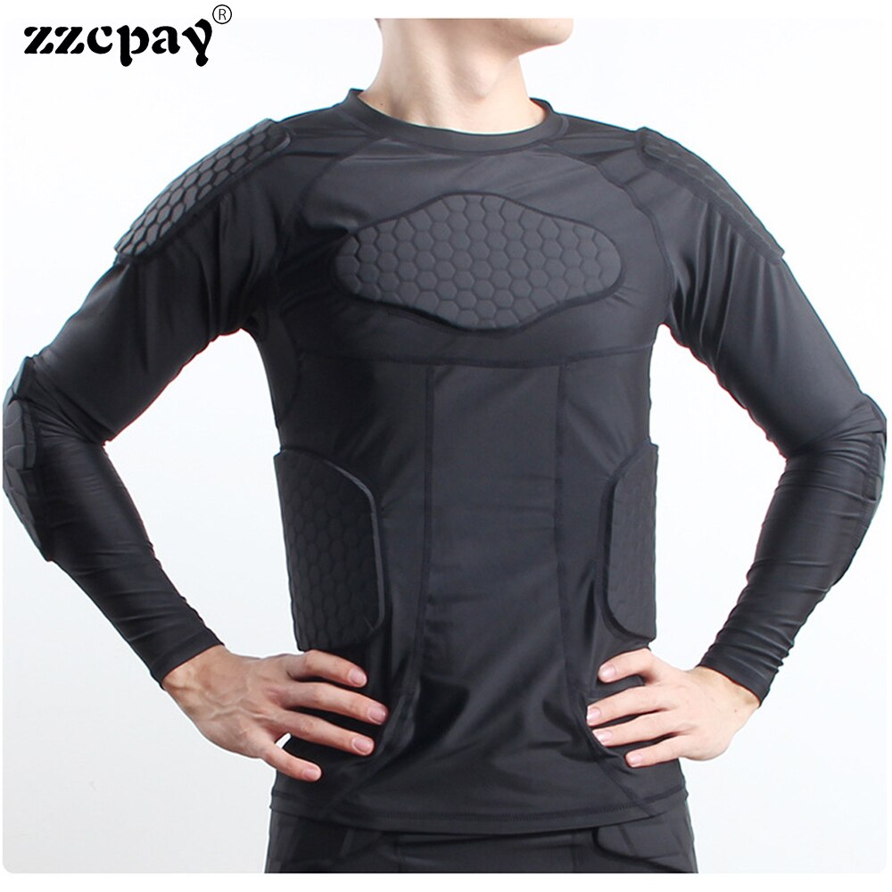 Langærmet herre #39 kompressionsskjorte ribben brystbeskytter basketball fodbold beskyttelsesudstyr træningsboldtøj