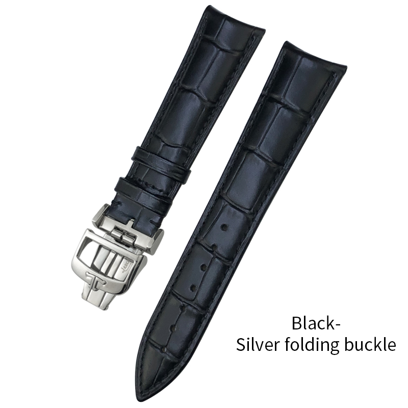 19mm 20mm 21mm 22mm Rindslederarmband mit gebogenem Ende für Jaeger LeCoultre Meister Kontrolle Weiches Echtleder-Uhrenarmband: Grün Blau / 19mm