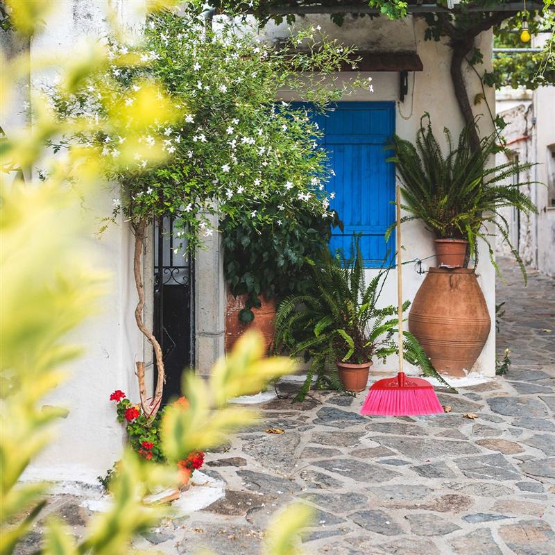2 uds y Durable escoba de plástico cabeza de escoba de plástico mango de escoba (Color de la mezcla)