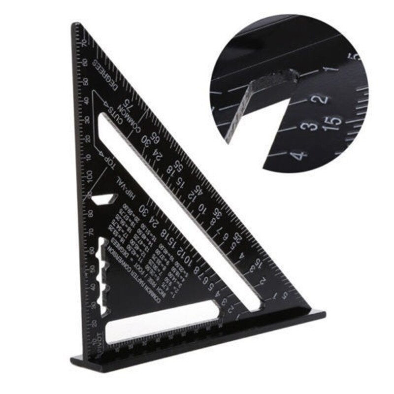 Onnfang-Regla de medición de ángulo Triangular de aleación de aluminio métrica de 7/12 pulgadas, transportador de ángulo de triángulo cuadrado rápido para carpintería