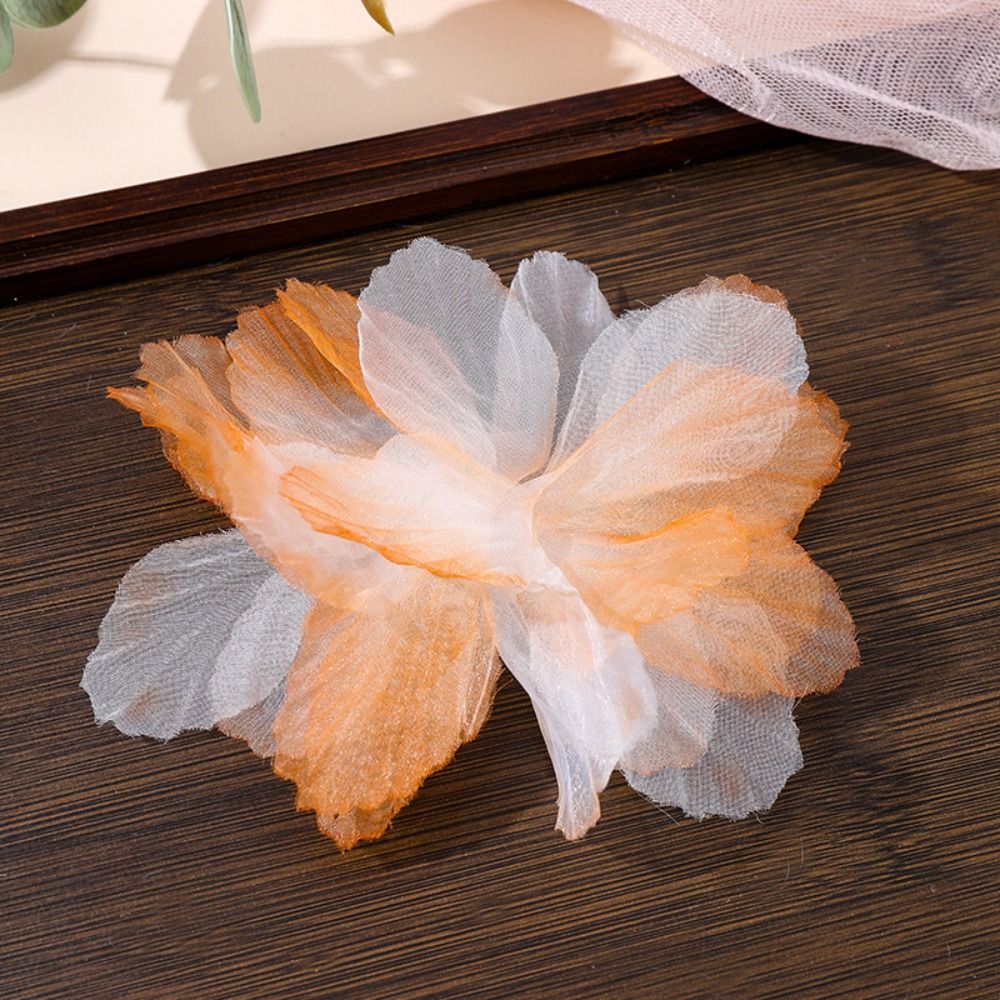 10 Stück künstliche Blumen, 3D-Organza-Blumenapplikationen, Blüzehn, DIY-Bastelarbeiten, Stoffapplikationen, mehrschichtige handgefertigte Stoffapplikationen, Kleiderdekoration: Blau