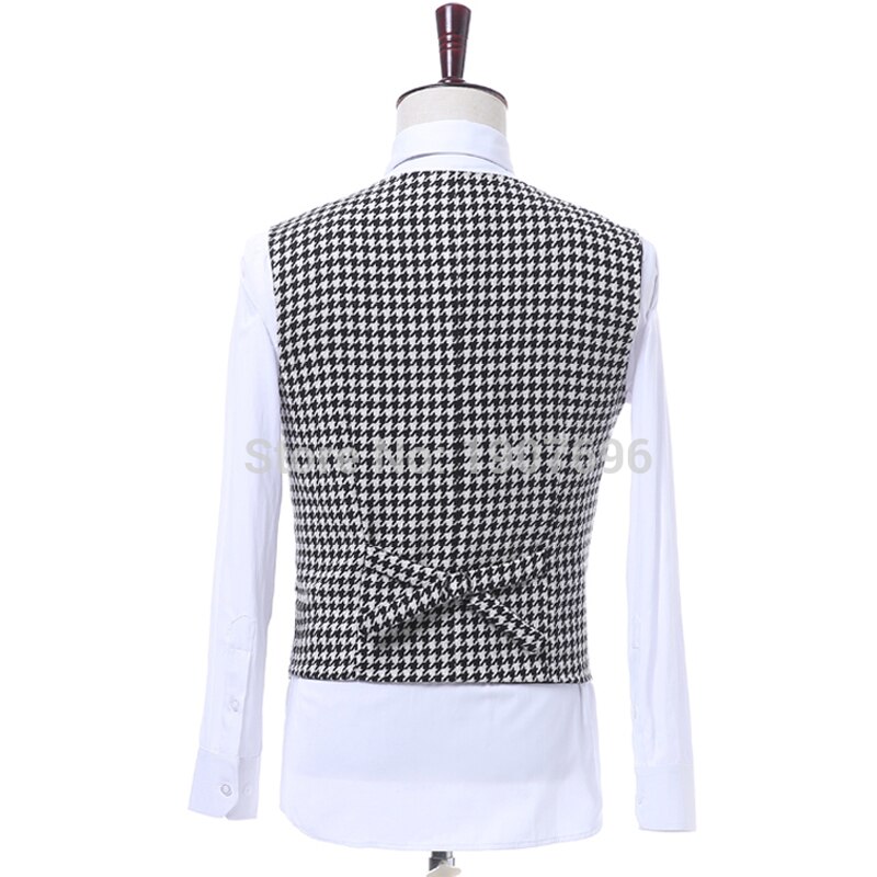 Chaleco de pata de gallo con doble botonadura para caballero, traje informal de una pieza, traje de