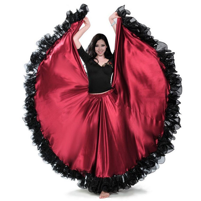 Mode Plus Size Gypsy Stijl Vrouwelijke Spaanse Flamenco Rok Prestaties Buikdans Kostuums Ruches Kanten Jurk Team Prestaties