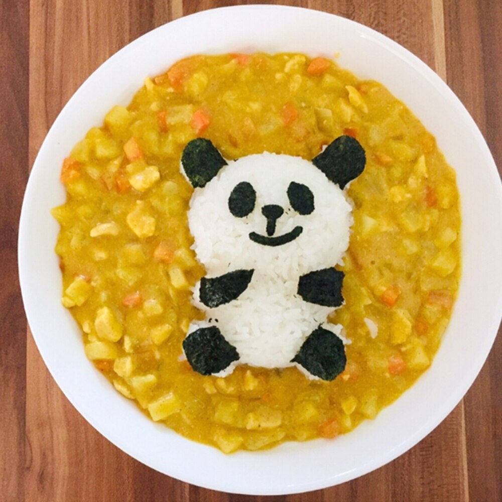 Niceyard 4 in 1 baby panda sushi form sandwich toast cutter form gør det selv panda onigiri rismaskine tørristet tang skæresæt