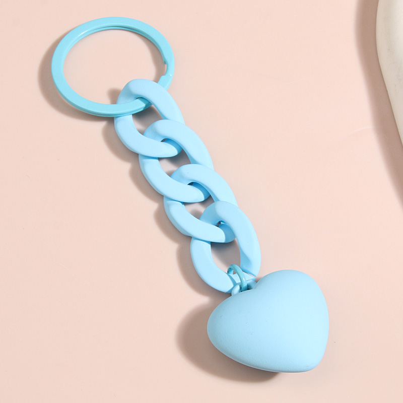 LLavero de corazón hecho a mano, llavero de cadena de eslabones de plástico acrílico para mujeres y niñas, accesorio colgante para bolso, llaves de coche, de joyería: Rosa