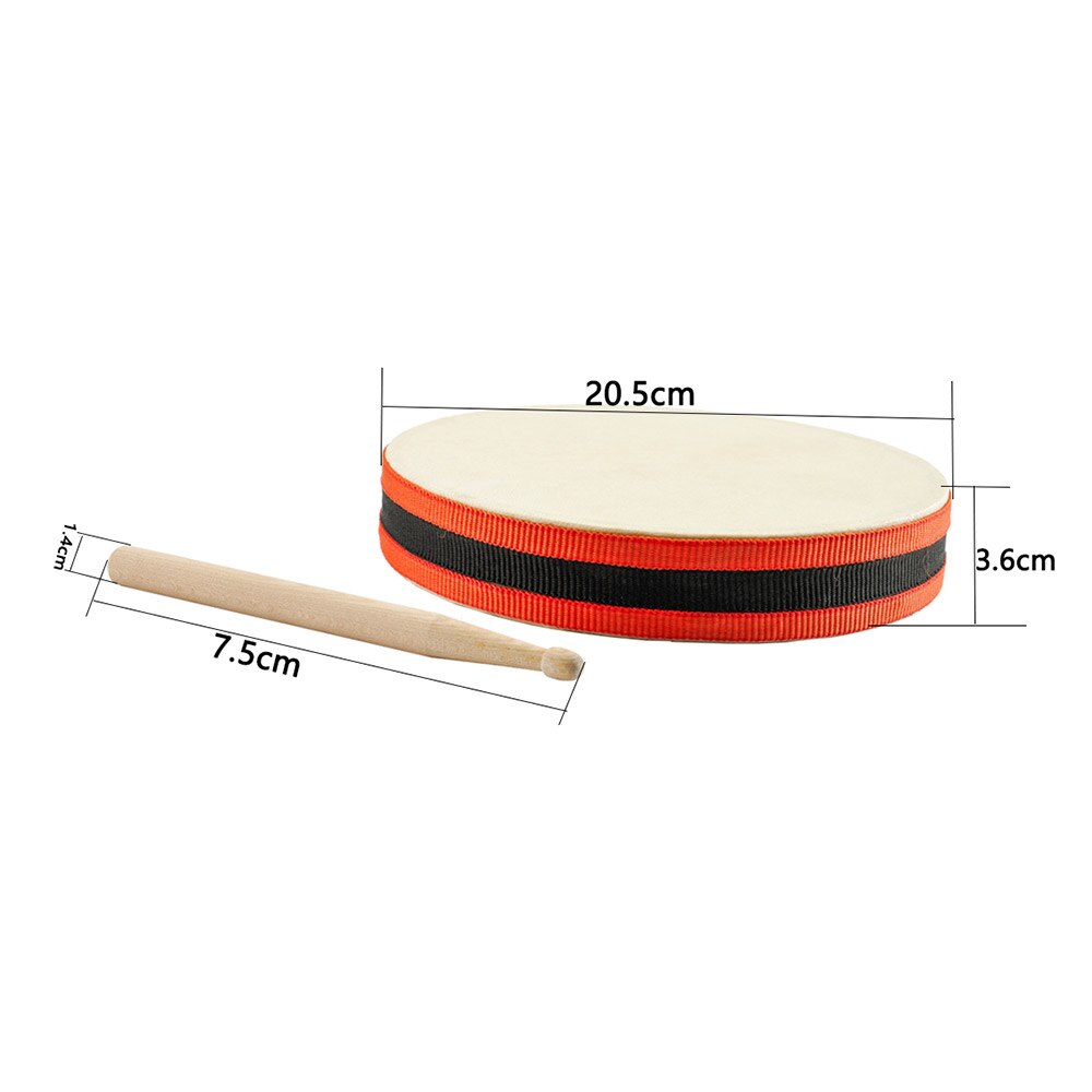 8 Inch Hand Drum Musical Percussion Handdrum Wood Frame Bodhran with Mallet for beginner Kids musical toy