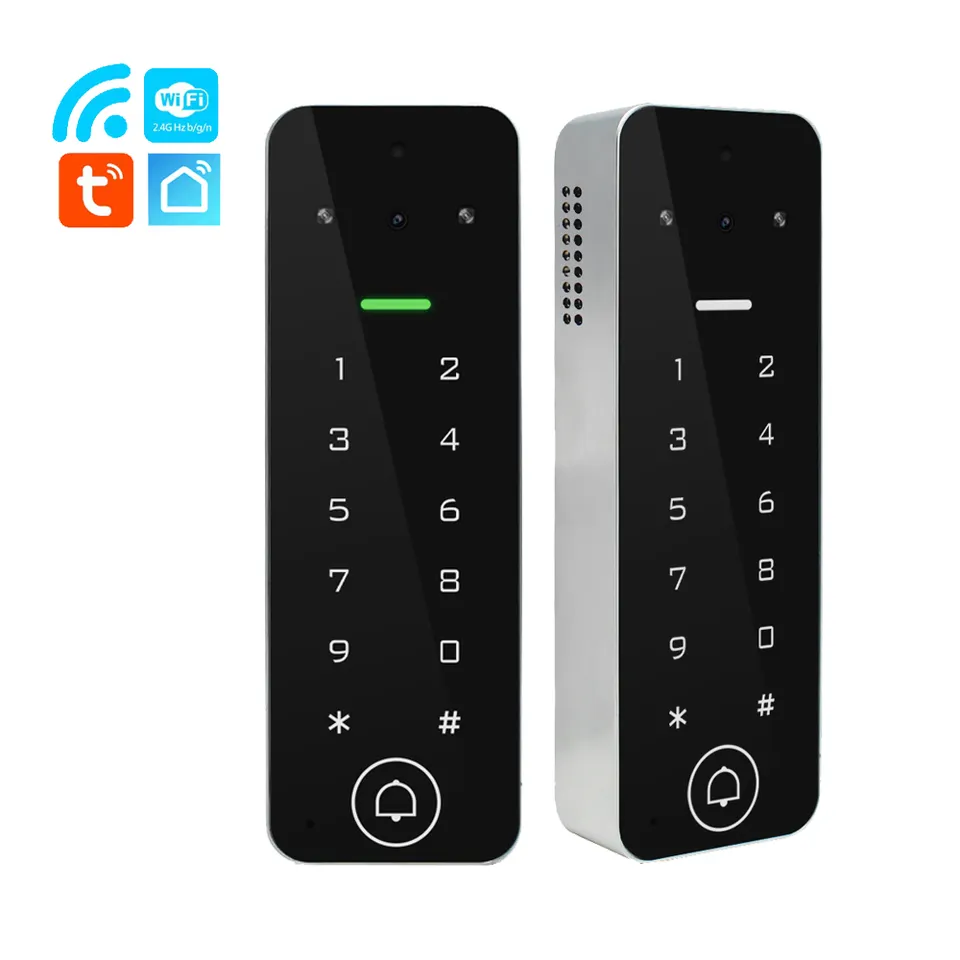 TuyaSmart WiFi Video Intercom Access control System Keypad Fingerprint With Doorbell for Villa apartment Outdoor Metal Case IP65: Dark Grey