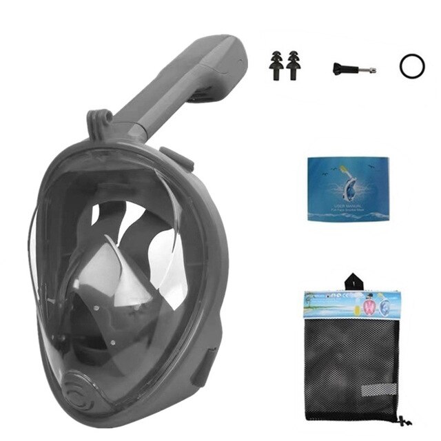 Full Face Snorkeling Scuba Masks Diving Masks Underwater Anti-fog Anti-Leak Safe and waterproof Swimming Pool Equipment: grey / L/XL