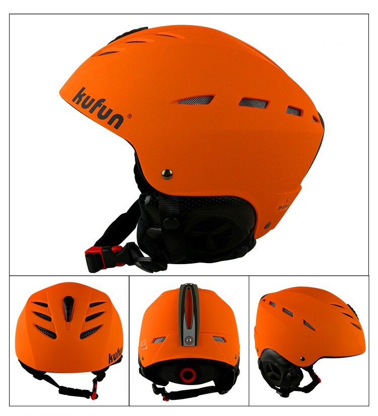 Kufun skidhjälm snowboardhjälm skidhjälm snö vinter barn vuxna skateboard skateboard barn formgjutna män kvinnor: Orange / L (59-61cm)